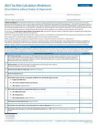 Form 50-859 Tax Rate Calculation Worksheet - School Districts Without Chapter 313 Agreements - Texas