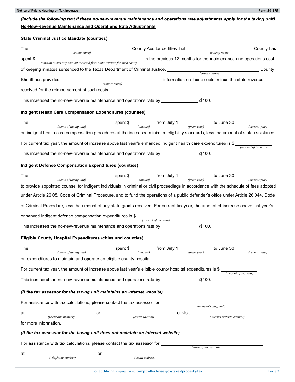 Form 50-875 Download Fillable PDF or Fill Online Notice of Public ...