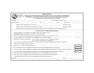 Form WH-4 (State Form 48845) Employee&#039;s Withholding Exemption and County Status Certificate - Indiana