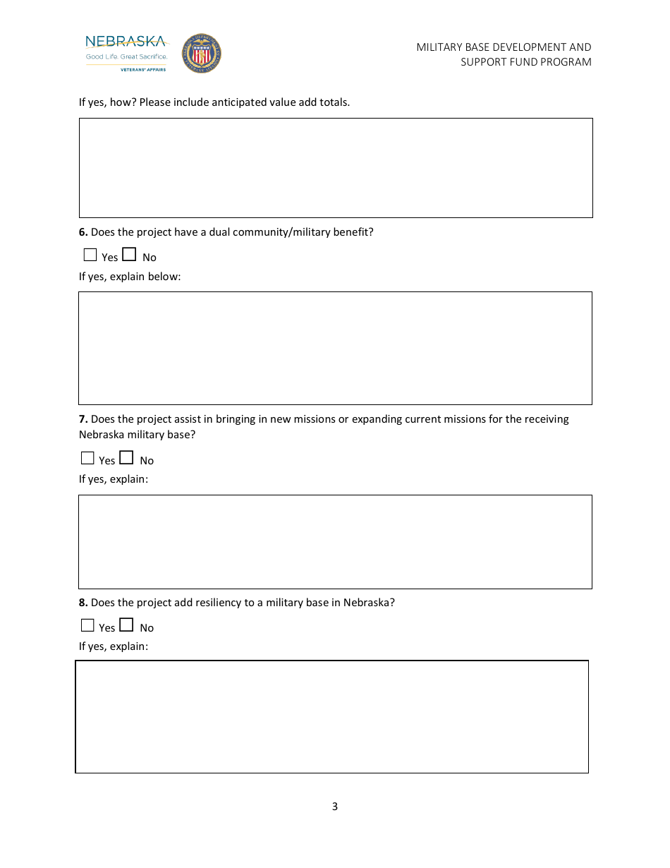 Military Base Development and Support Fund Program Application - Nebraska, Page 4
