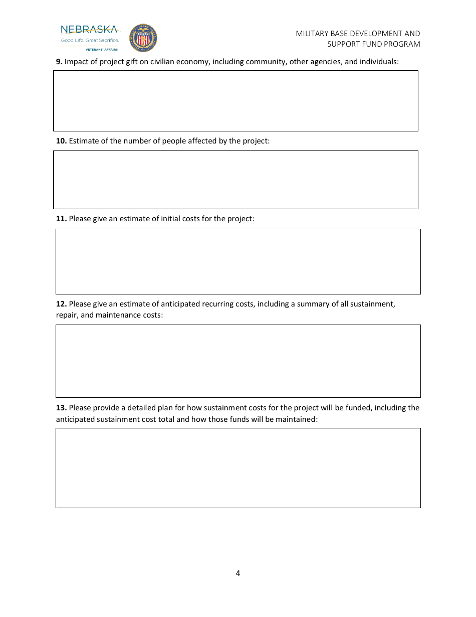 Military Base Development and Support Fund Program Application - Nebraska, Page 5