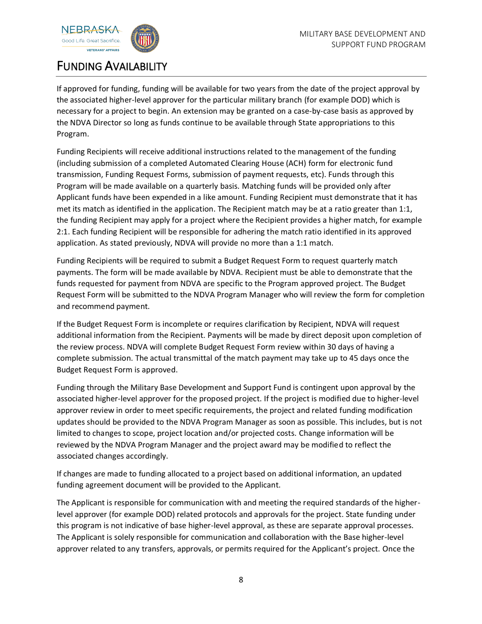 Military Base Development and Support Fund Program Application - Nebraska, Page 9