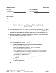 Form HOU902 Affidavit to Request Court-Appointed Attorney (Eviction) - Minnesota