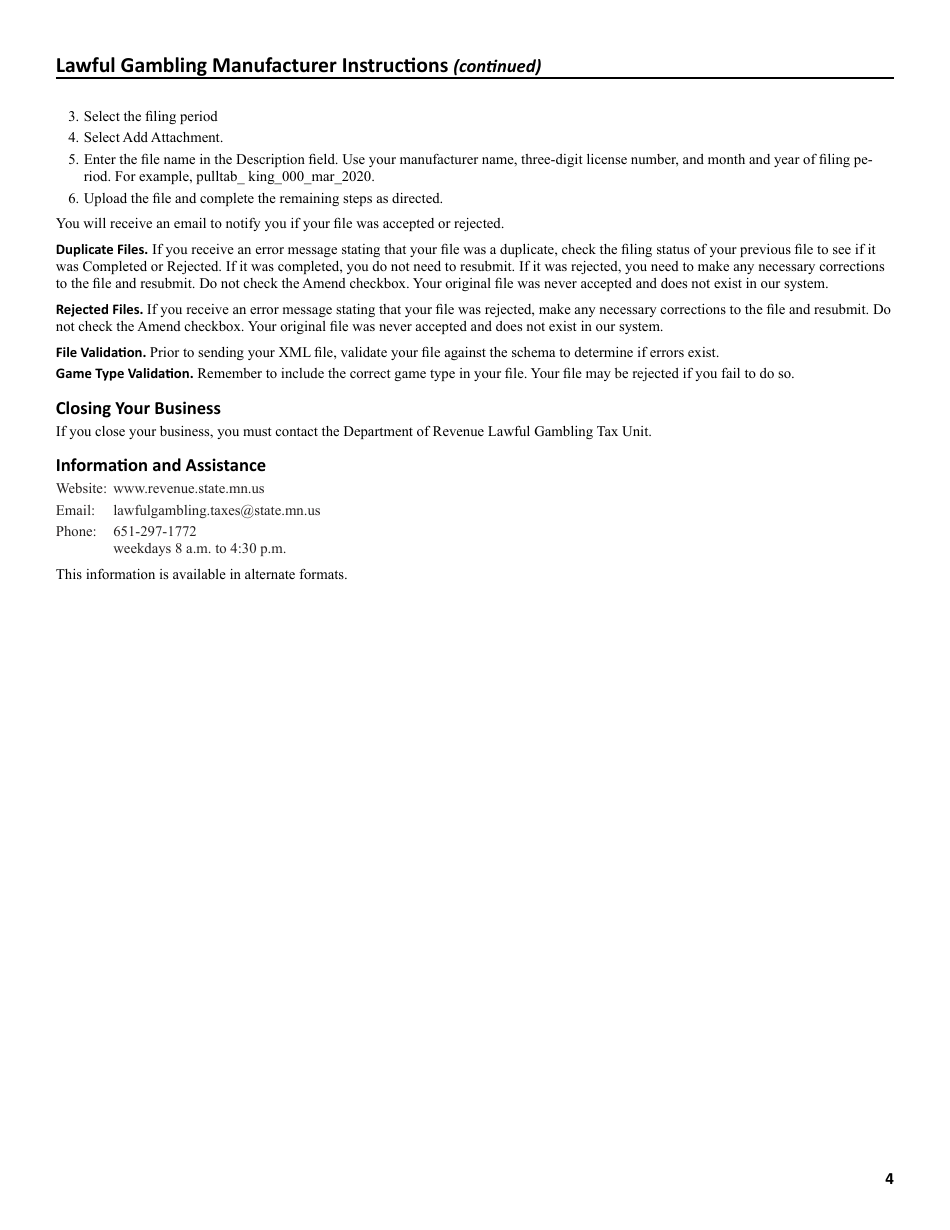 Download Instructions for Form G1 Lawful Gambling Monthly Tax Return