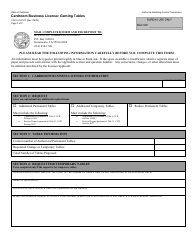 Document preview: Form CGCC-CH7-07 Cardroom Business License: Gaming Tables - California