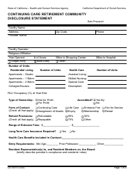 Form LIC9273 Continuing Care Retirement Community Disclosure Statement - California