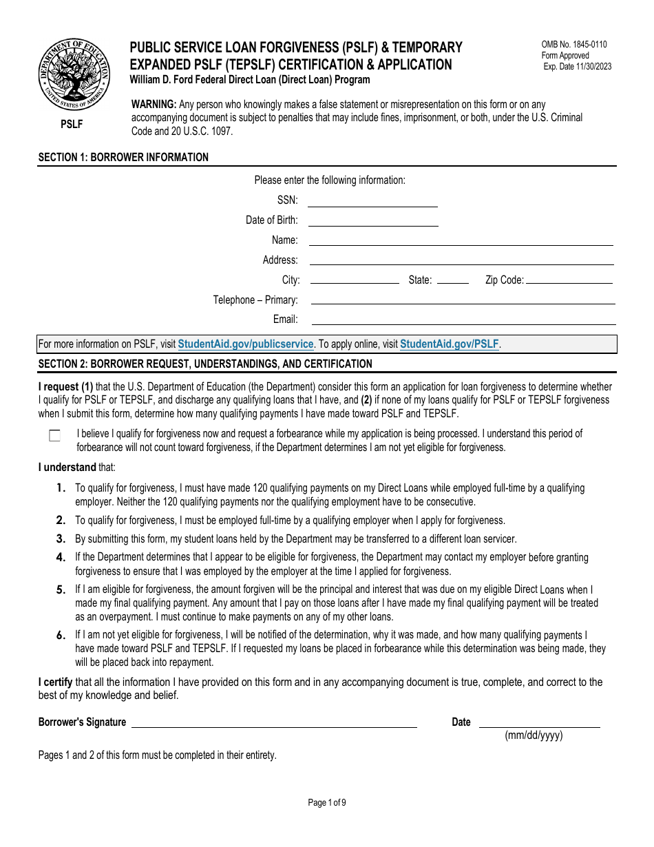 Public Service Loan (Pslf) & Temporary Expanded Pslf