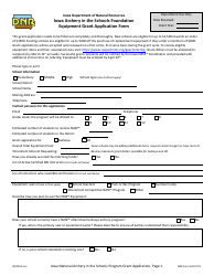 Document preview: DNR Form 542-0701 Equipment Grant Application Form - Iowa Archery in the Schools Foundation - Iowa