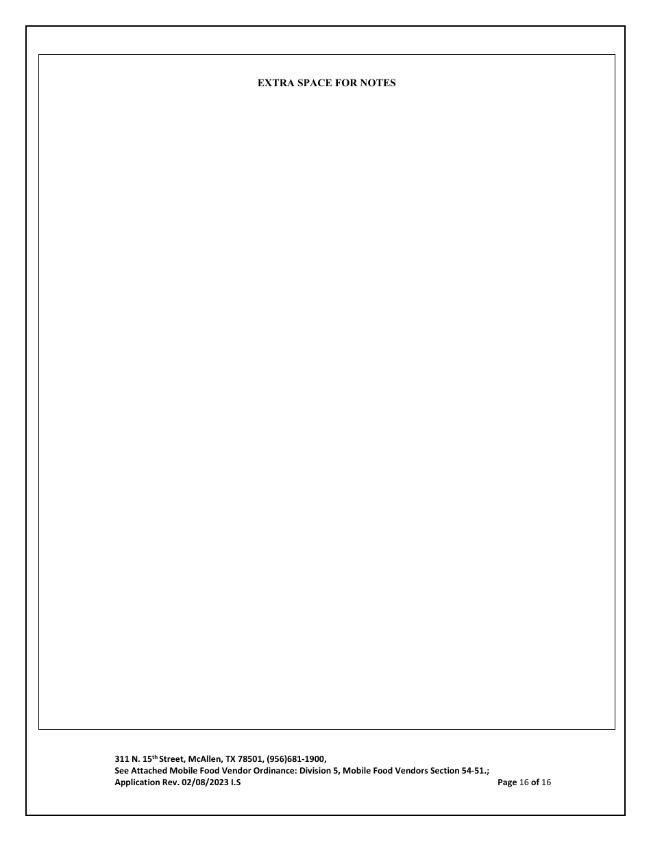 Application for Mobile Food Vendor - food Trailers / Trucks - City of McAllen, Texas, Page 16