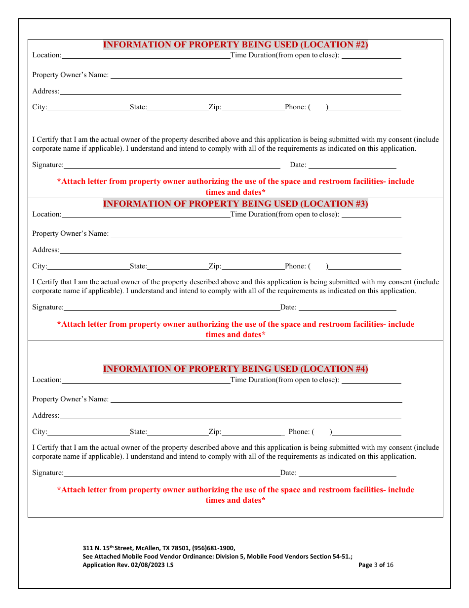 Application for Mobile Food Vendor - food Trailers / Trucks - City of McAllen, Texas, Page 3