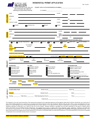 Document preview: Residential Permit Application - City of McAllen, Texas