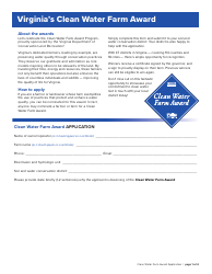 Document preview: Form DCR199-007 Clean Water Farm Award Application - Virginia