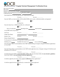 Document preview: Form 199-244 Virginia Nutrient Management Verification Form - Virginia