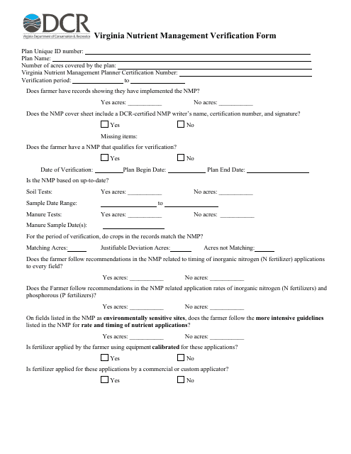 Form 199-244 Virginia Nutrient Management Verification Form - Virginia