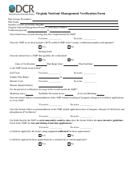 Form 199-244 Virginia Nutrient Management Verification Form - Virginia