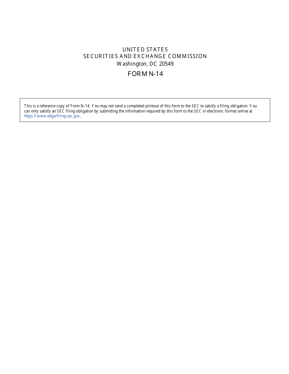 Form N-14 (SEC Form 2106) Registration Statement Under the Securities Act of 1933, Page 1