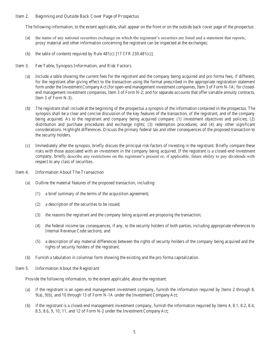 Form N-14 (SEC Form 2106) Registration Statement Under the Securities Act of 1933, Page 7