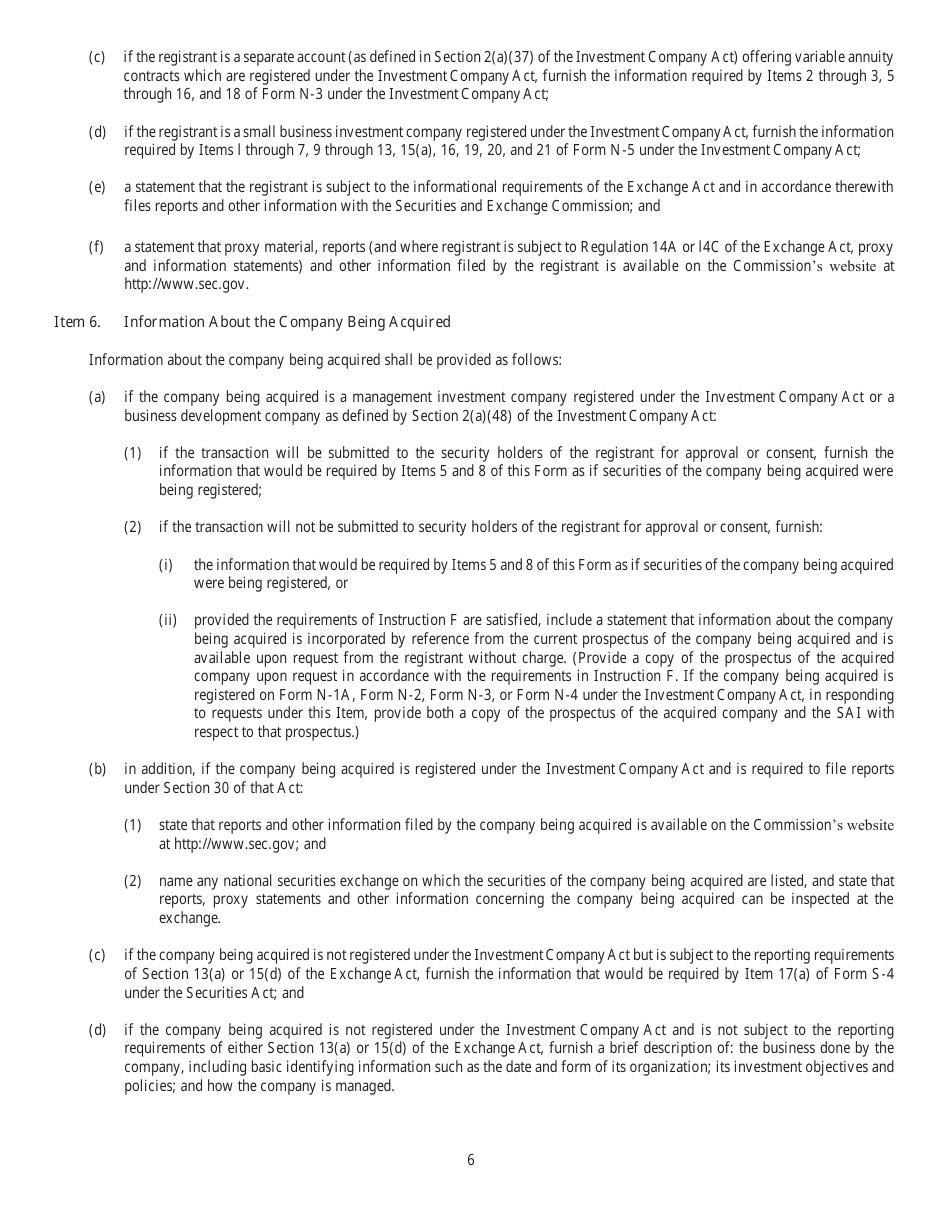 Form N-14 (SEC Form 2106) Registration Statement Under the Securities Act of 1933, Page 8