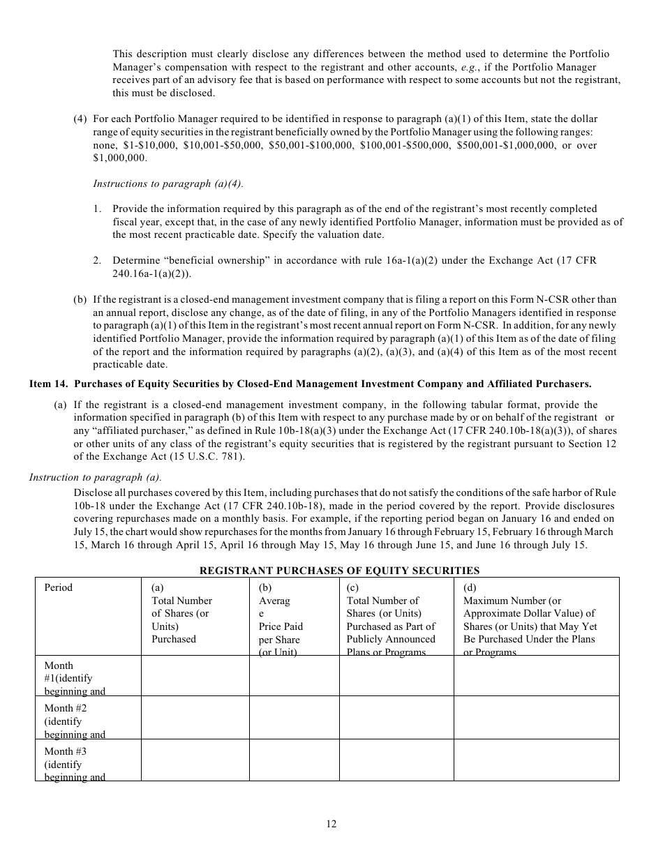 Form N-CSR (SEC Form 2569) Certified Shareholder Report of Registered Management Investment Companies, Page 13