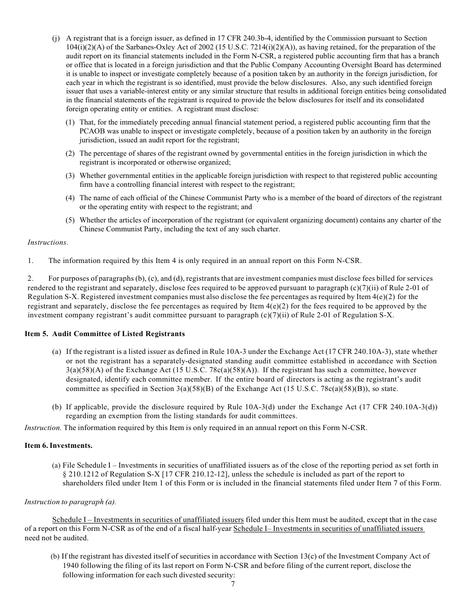 Form N-CSR (SEC Form 2569) Certified Shareholder Report of Registered Management Investment Companies, Page 8