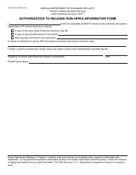 Document preview: Form APS-1032A Authorization to Release Non-HIPAA Information Form - Arizona