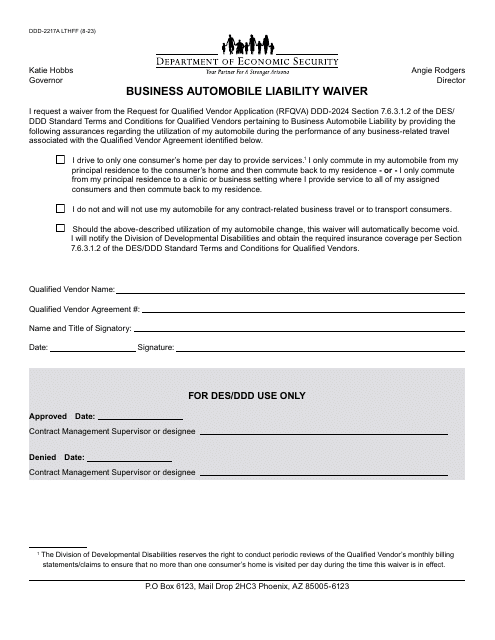 Form DDD-2217A  Printable Pdf