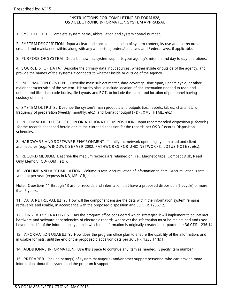 SD Form 828 Osd Electronic Information System Appraisal, Page 3
