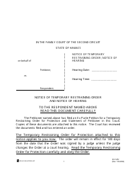 Document preview: Form 2F-P-472 Notice of Temporary Restraining Order and Notice of Hearing - Hawaii