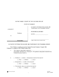 Form 2F-P-471 Ex Parte Petition for an Hrs 586 Temporary Restraining Order - Hawaii