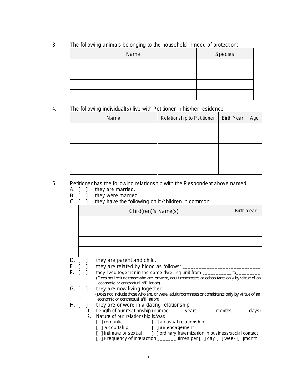 Form 2F-P-471 Ex Parte Petition for an Hrs 586 Temporary Restraining Order - Hawaii, Page 2