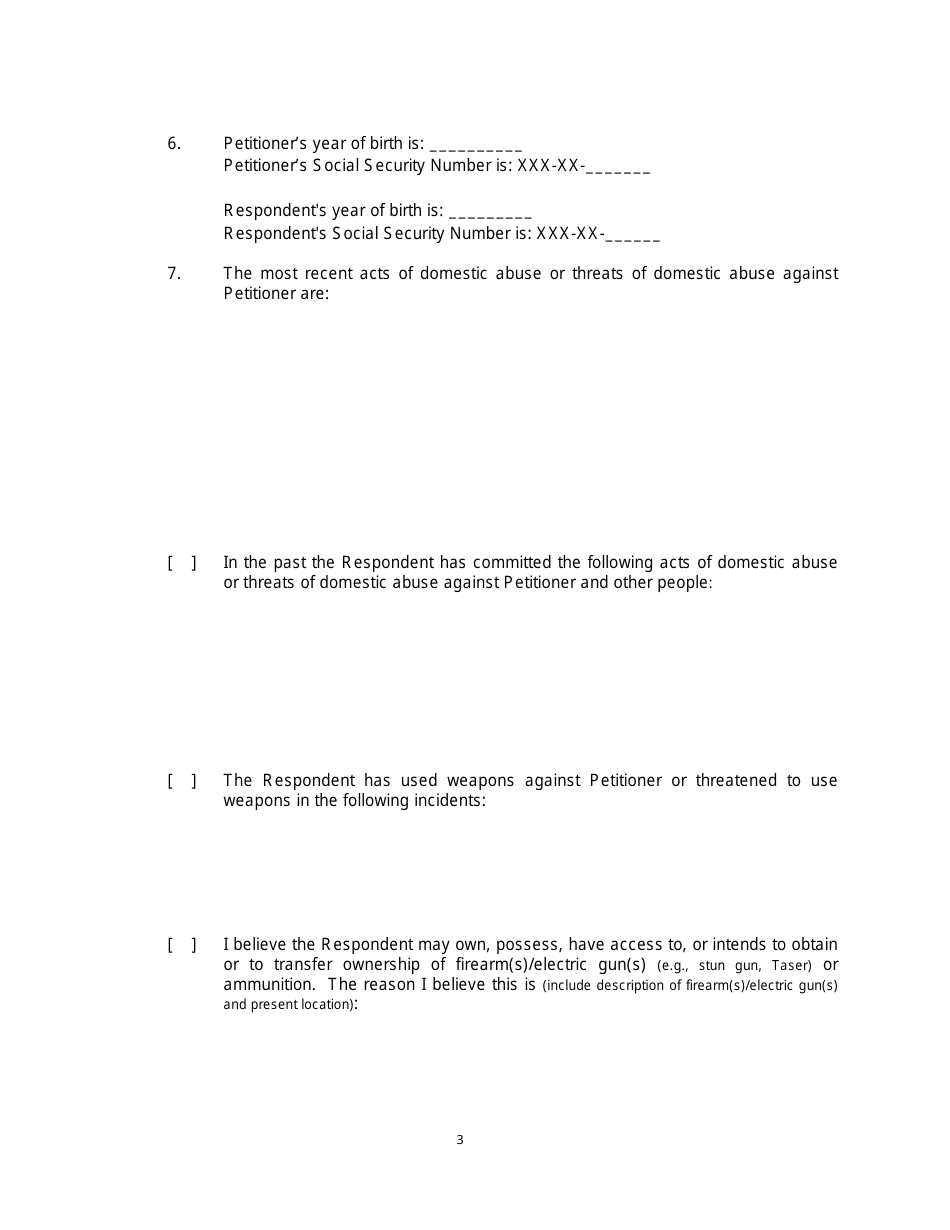 Form 2F-P-471 Ex Parte Petition for an Hrs 586 Temporary Restraining Order - Hawaii, Page 3