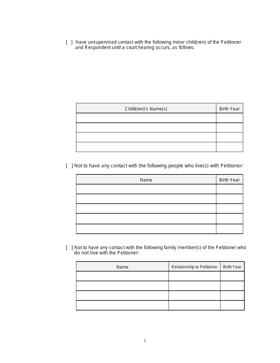 Form 2F-P-471 Ex Parte Petition for an Hrs 586 Temporary Restraining Order - Hawaii, Page 7