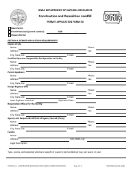 Document preview: DNR Form 50 (542-1608) Construction and Demolition Landfill Permit Application Form - Iowa