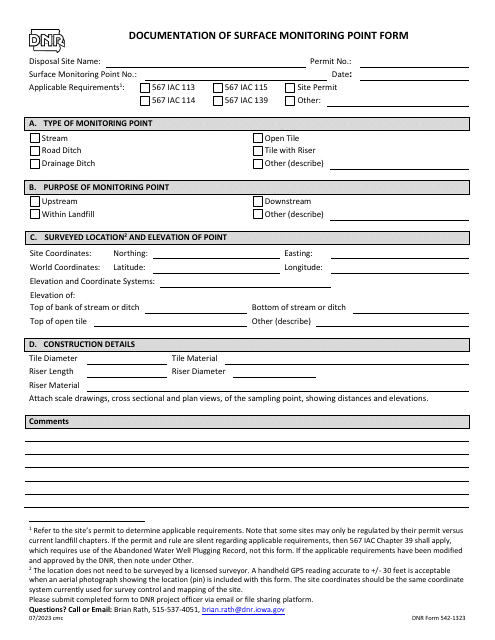 DNR Form 542-1323  Printable Pdf