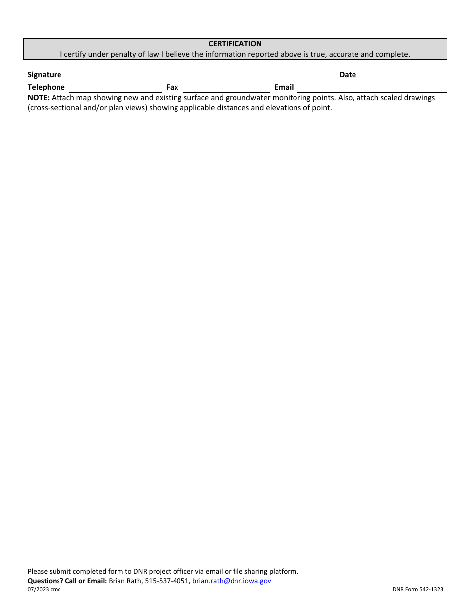 DNR Form 542-1323 Documentation of Surface Monitoring Point Form - Iowa, Page 2