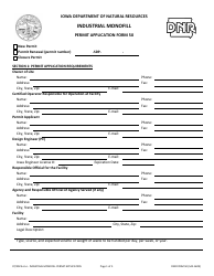 Document preview: DNR Form 50 (542-1609) Industrial Monofill Permit Application Form - Iowa