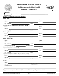 Document preview: DNR Form 50 (542-1600) Coal Combustion Residue Monofill Permit Application Form - Iowa