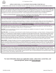 Form DS-5504 Application for a U.S. Passport for Eligible Individuals - Correction, Name Change to Passport Issued 1 Year Ago or Less, and Limited Passport Replacement, Page 4