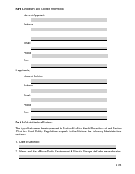 Notice of Appeal Form (NAF-Hpa) - Health Protection Act - Nova Scotia, Canada, Page 2