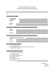 Document preview: Form HIPMC-IRE-6 External Review Information Face Sheet - Kentucky