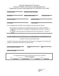 Form HIPMC-IRE-1 Application for Certification of an Independent Review Entity - Kentucky, Page 3