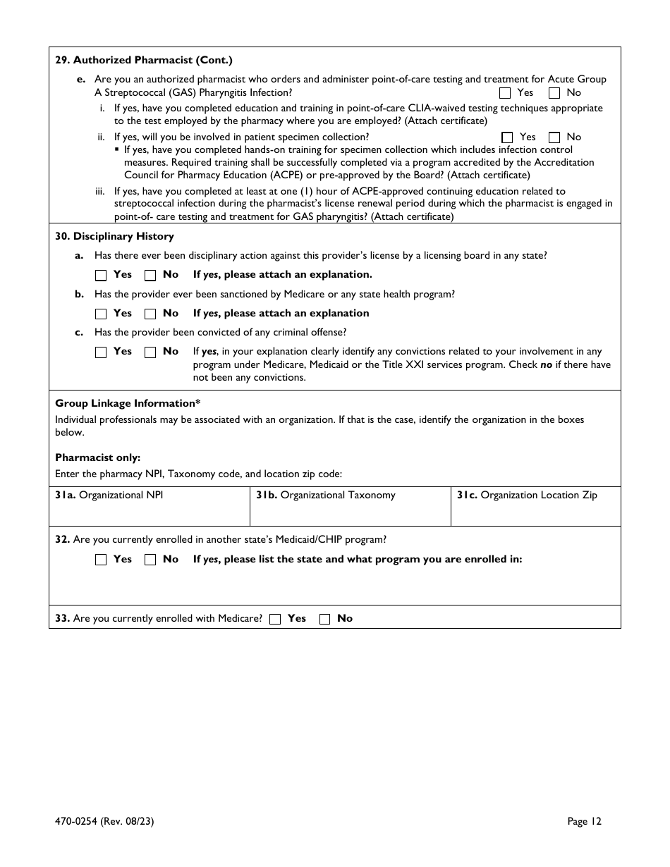 Form 470-0254 Iowa Medicaid Universal Provider Enrollment Application - Iowa, Page 12