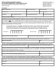 Document preview: Form SFN61572 Application for North Dakota Volunteer Emergency Responder Plate - North Dakota