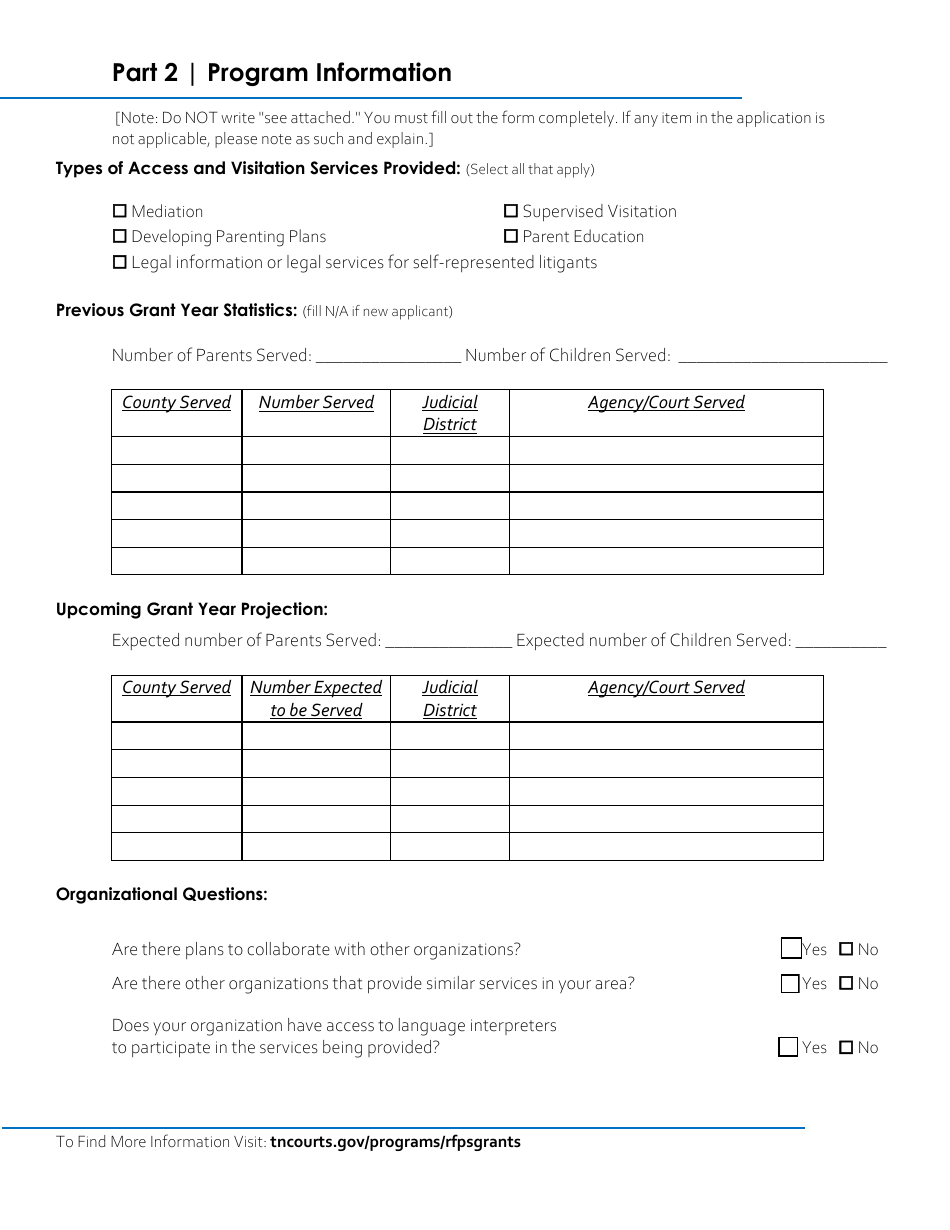 Application for Access and Visitation Grants Funding - Tennessee, Page 4