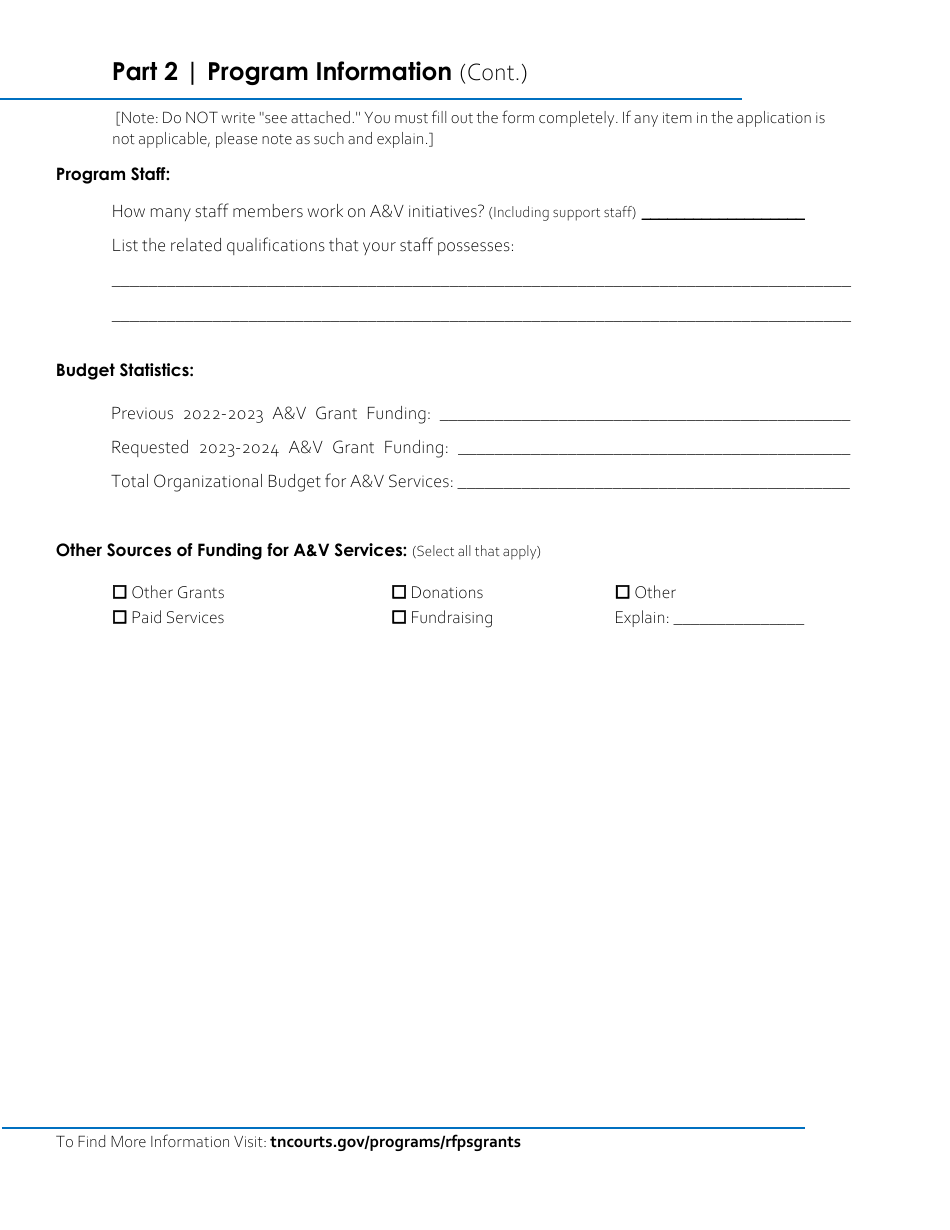 Application for Access and Visitation Grants Funding - Tennessee, Page 5