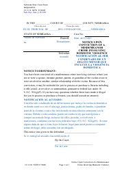 Document preview: Form CC6:10 Notice Upon Conviction of a Misdemeanor Crime Involving Domestic Violence - Nebraska (English/Spanish)