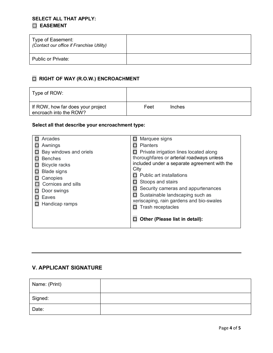 Encroachment Agreement Initiation Form - City of Fort Worth, Texas, Page 4