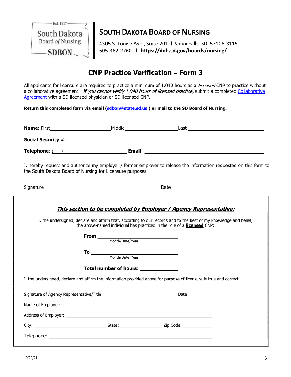 Form 3 Fill Out, Sign Online and Download Printable PDF, South Dakota