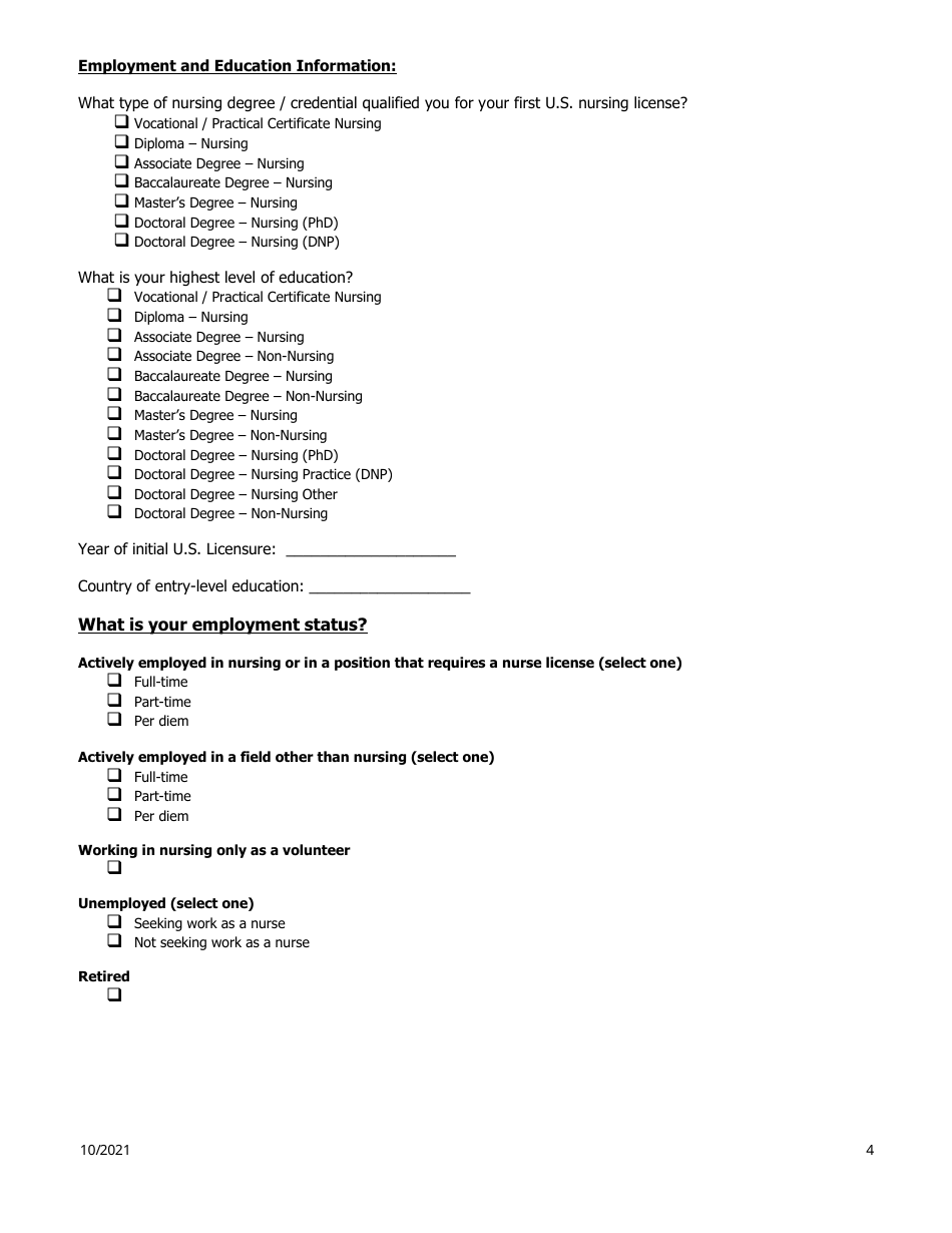 Application to Reactivate an Rn or Lpn Inactive Nursing License - South Dakota, Page 4