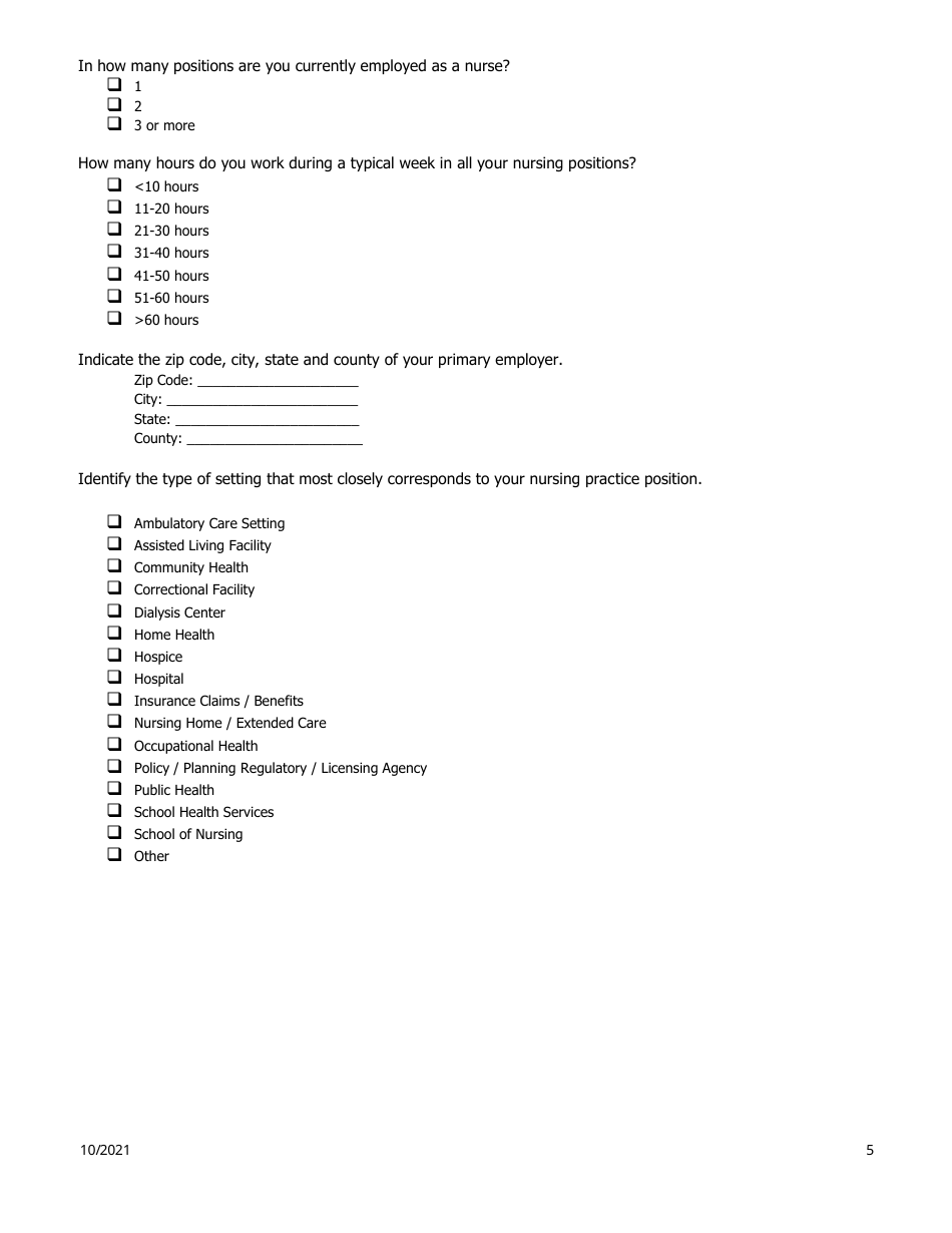 Application to Reactivate an Rn or Lpn Inactive Nursing License - South Dakota, Page 5